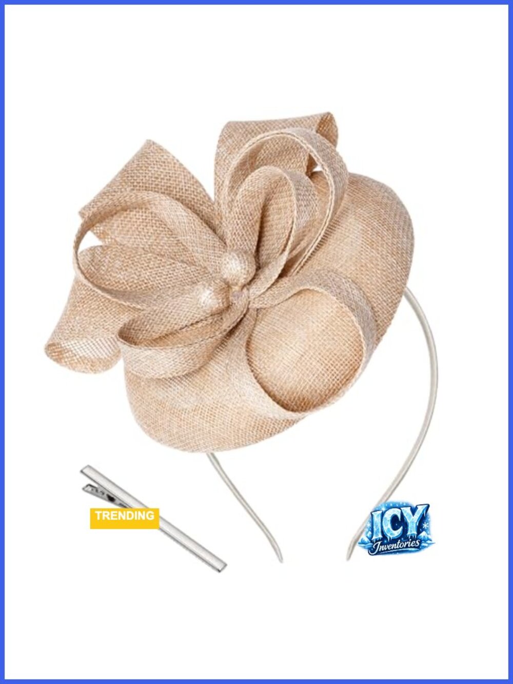 Fascinator Tea Party Hat with Pillbox Faux Pearl Bow Hair Clip Headband